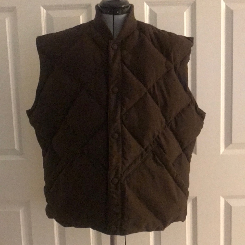 Cabela’s Goose Down Filled Brown Quilted Puffer Vest Hunter Outdoorsman L